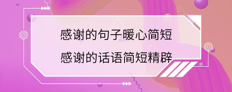 感谢的句子暖心简短 感谢的话语简短精辟