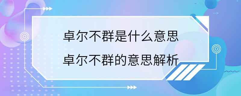 卓尔不群是什么意思 卓尔不群的意思解析