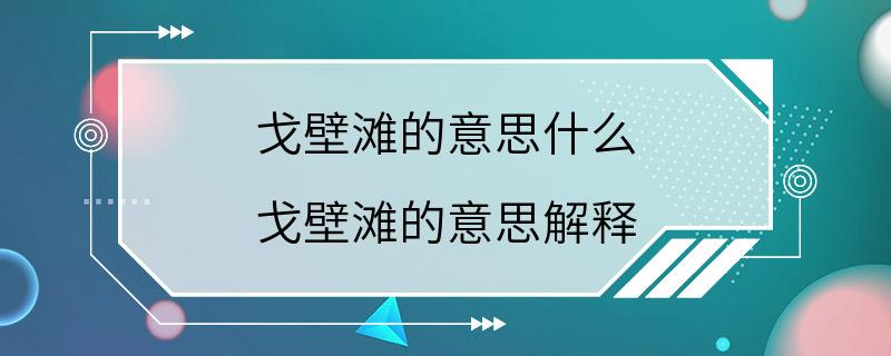 戈壁滩的意思什么 戈壁滩的意思解释