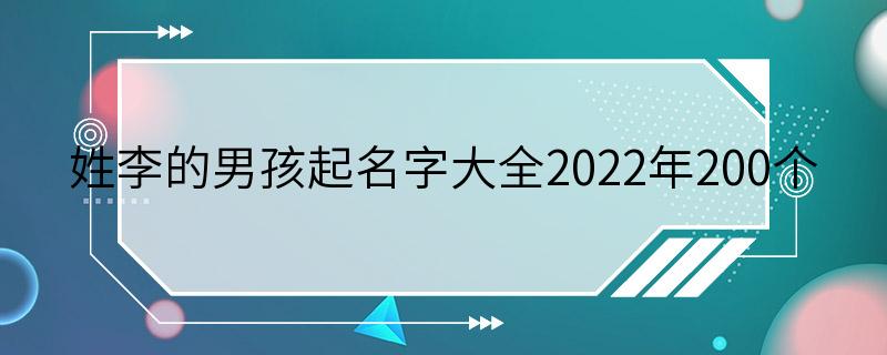 姓李的男孩起名字大全2022年200个