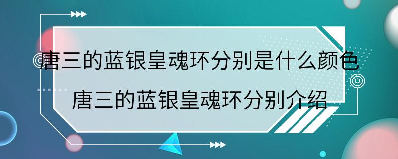 唐三的蓝银皇魂环分别是什么颜色 唐三的蓝银皇魂环分别介绍