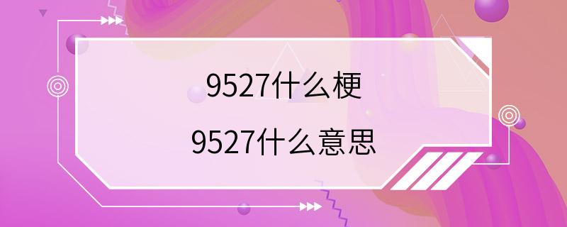 9527什么梗 9527什么意思