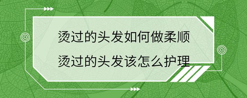 烫过的头发如何做柔顺 烫过的头发该怎么护理