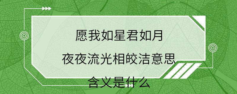 愿我如星君如月 夜夜流光相皎洁意思 含义是什么