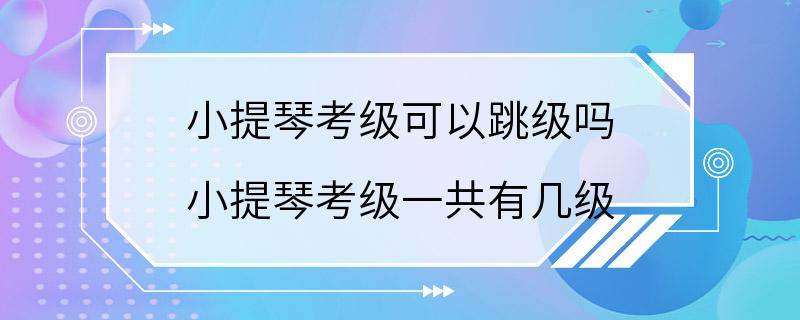 小提琴考级可以跳级吗 小提琴考级一共有几级