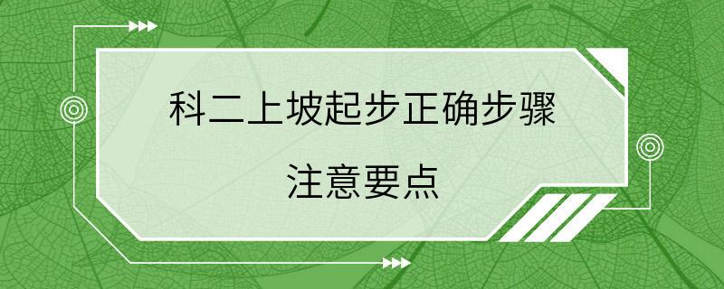 科二上坡起步正确步骤 注意要点