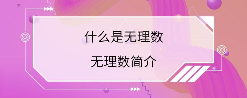 什么是无理数 无理数简介