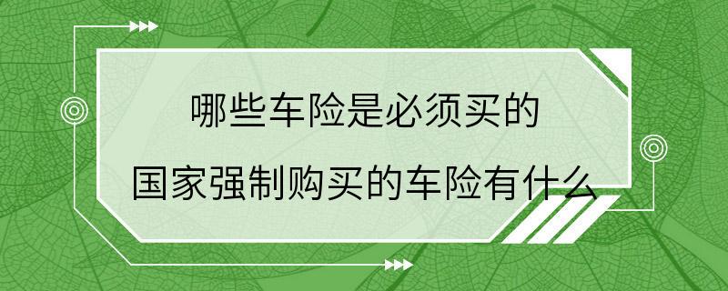 哪些车险是必须买的 国家强制购买的车险有什么