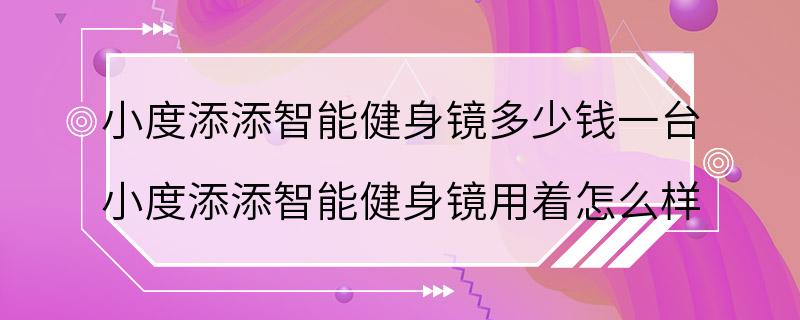 小度添添智能健身镜多少钱一台 小度添添智能健身镜用着怎么样