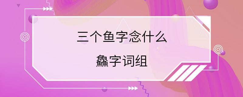 三个鱼字念什么 鱻字词组