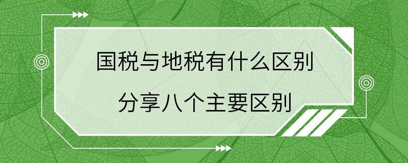 国税与地税有什么区别 分享八个主要区别