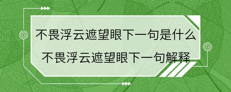 不畏浮云遮望眼下一句是什么 不畏浮云遮望眼下一句解释