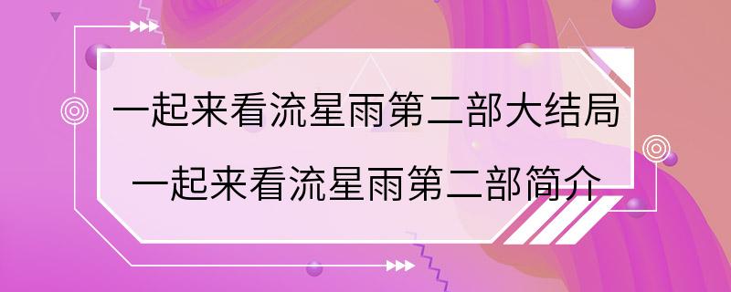 一起来看流星雨第二部大结局 一起来看流星雨第二部简介