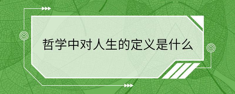 哲学中对人生的定义是什么