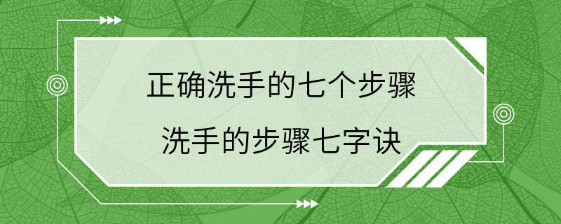 正确洗手的七个步骤 洗手的步骤七字诀