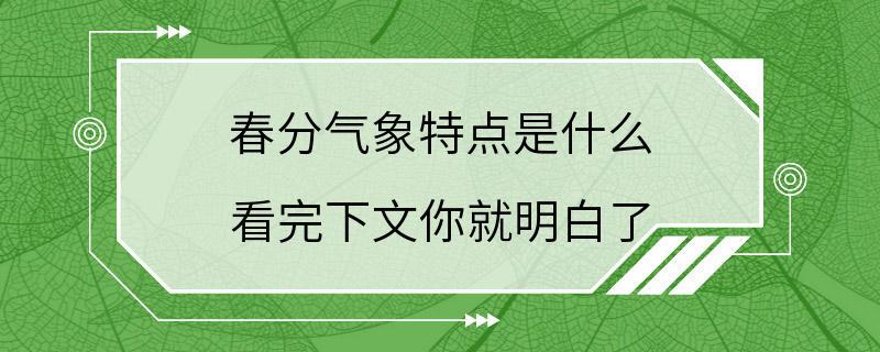 春分气象特点是什么 看完下文你就明白了