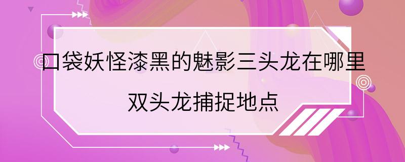 口袋妖怪漆黑的魅影三头龙在哪里 双头龙捕捉地点