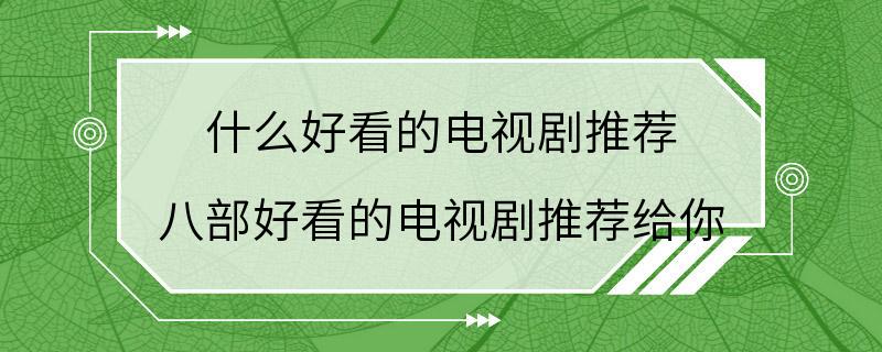 什么好看的电视剧推荐 八部好看的电视剧推荐给你