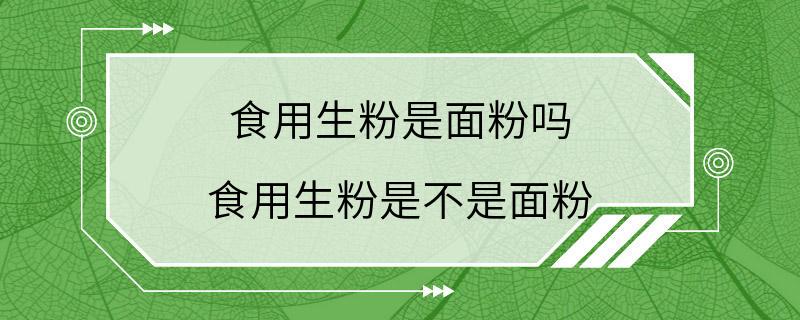 食用生粉是面粉吗 食用生粉是不是面粉