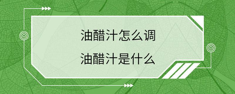 油醋汁怎么调 油醋汁是什么