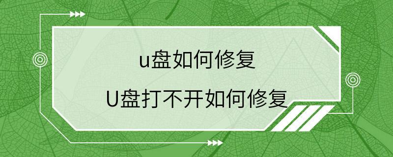 u盘如何修复 U盘打不开如何修复