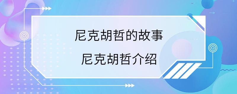 尼克胡哲的故事 尼克胡哲介绍