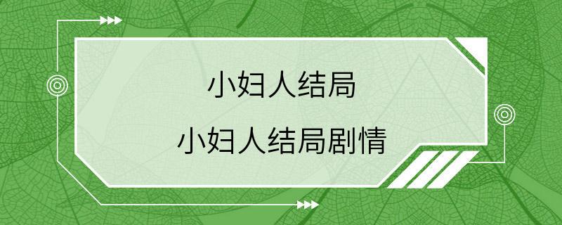 小妇人结局 小妇人结局剧情