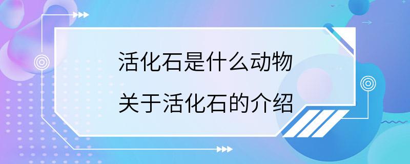 活化石是什么动物 关于活化石的介绍