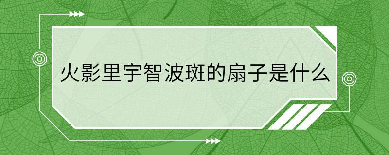 火影里宇智波斑的扇子是什么