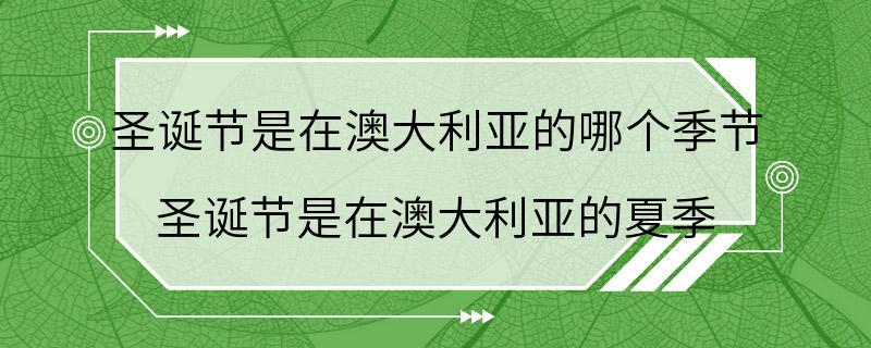 圣诞节是在澳大利亚的哪个季节 圣诞节是在澳大利亚的夏季