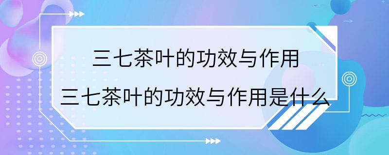 三七茶叶的功效与作用 三七茶叶的功效与作用是什么