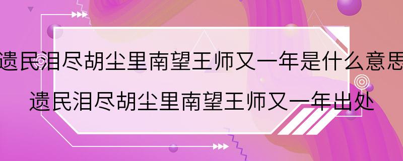 遗民泪尽胡尘里南望王师又一年是什么意思 遗民泪尽胡尘里南望王师又一年出处