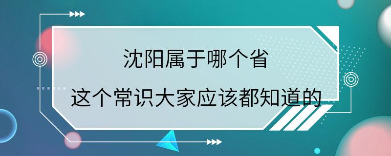 沈阳属于哪个省 这个常识大家应该都知道的