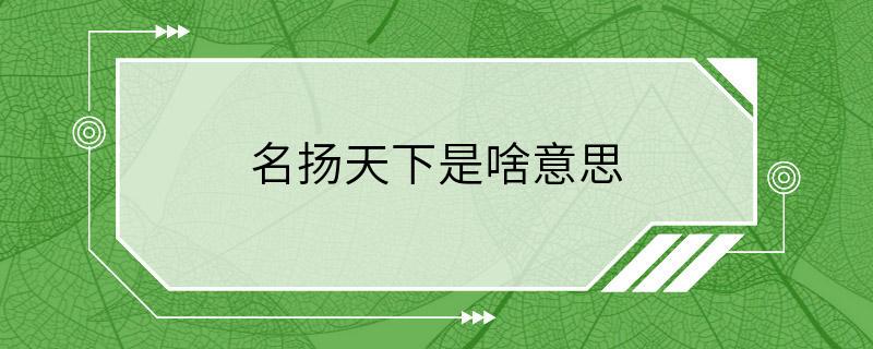 名扬天下是啥意思