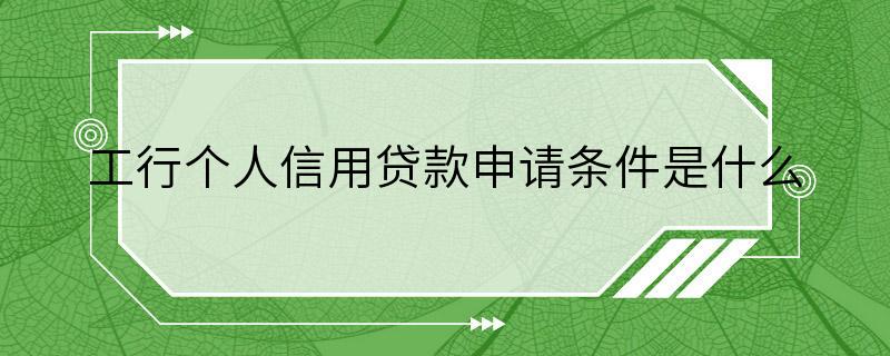 工行个人信用贷款申请条件是什么