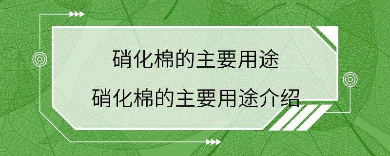 硝化棉的主要用途 硝化棉的主要用途介绍