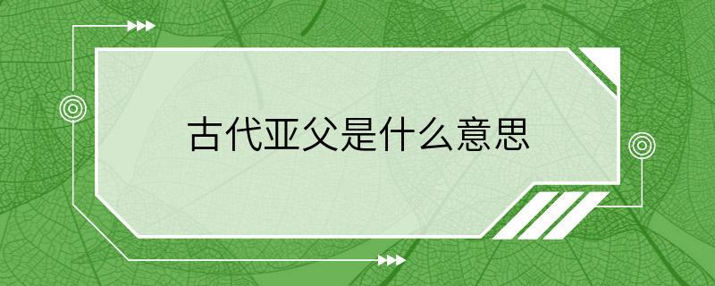 古代亚父是什么意思