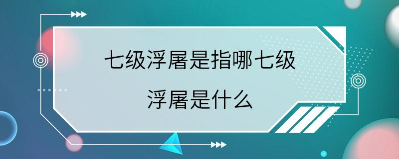 七级浮屠是指哪七级 浮屠是什么