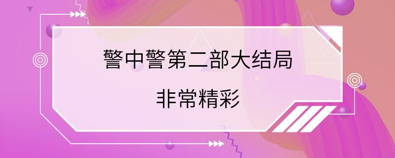 警中警第二部大结局 非常精彩