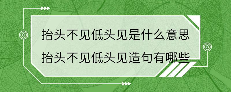 抬头不见低头见是什么意思 抬头不见低头见造句有哪些