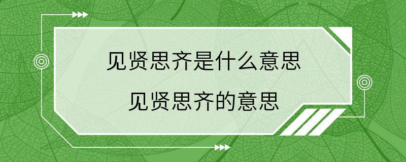 见贤思齐是什么意思 见贤思齐的意思