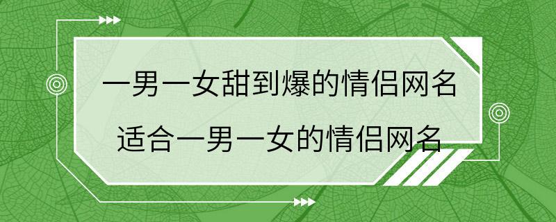 一男一女甜到爆的情侣网名 适合一男一女的情侣网名