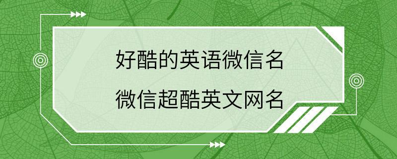 好酷的英语微信名 微信超酷英文网名