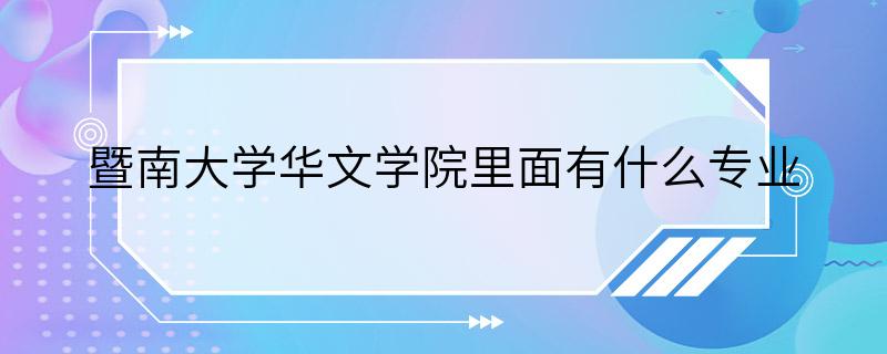 暨南大学华文学院里面有什么专业