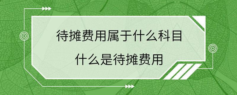 待摊费用属于什么科目 什么是待摊费用