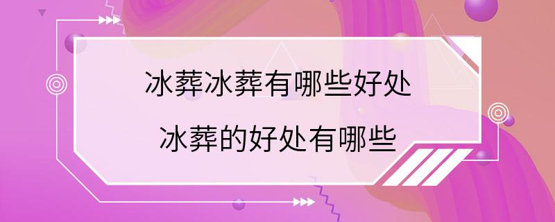 冰葬冰葬有哪些好处 冰葬的好处有哪些