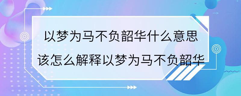 以梦为马不负韶华什么意思 该怎么解释以梦为马不负韶华