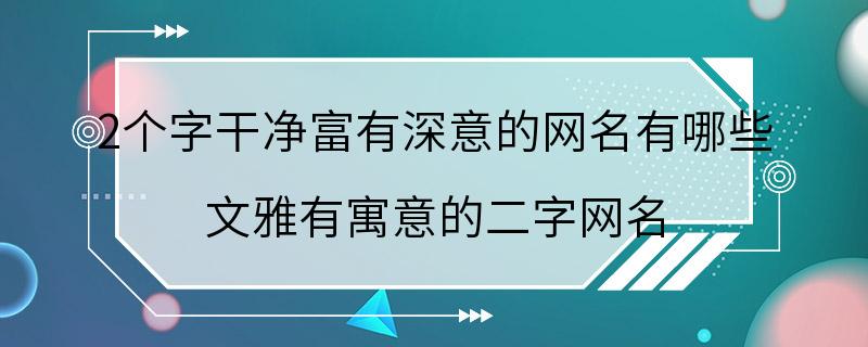 2个字干净富有深意的网名有哪些 文雅有寓意的二字网名