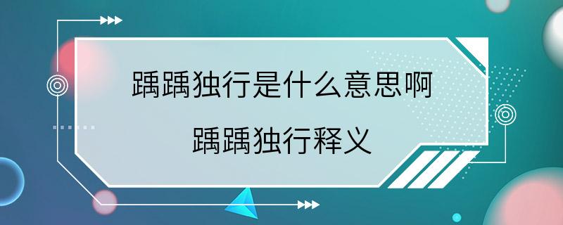 踽踽独行是什么意思啊 踽踽独行释义