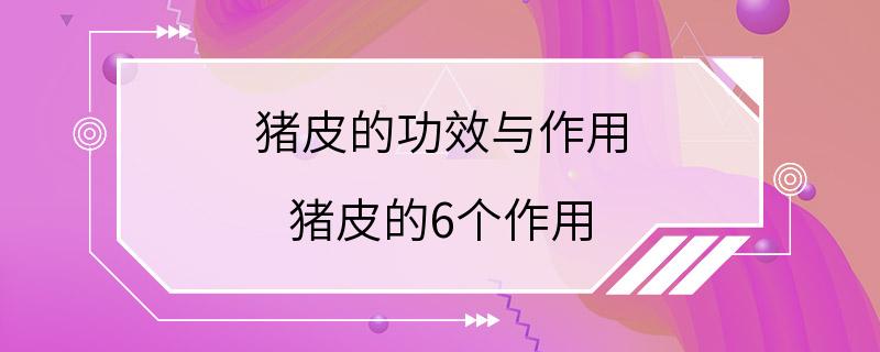 猪皮的功效与作用 猪皮的6个作用